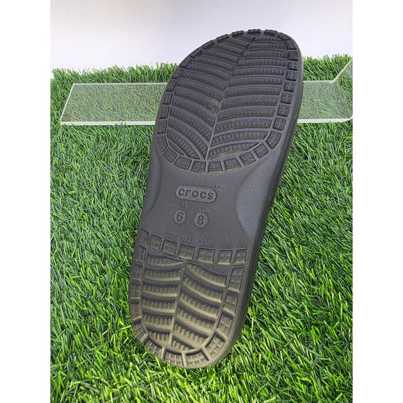 Crocs Classic Slide Sandals Size Black With Rainbow Design Mens sz 6 Womens sz 8 - Picture 3 of 5